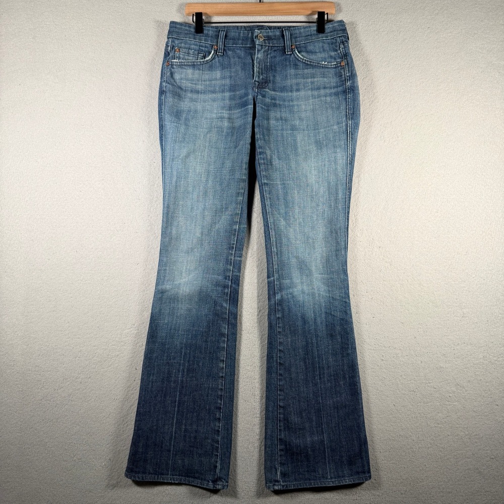 7 For All Mankind A Pocket Flare Jeans Medium Wash Low Rise 29 U130J055U-055U